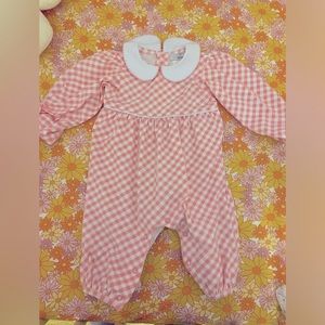 Baby girls pink and white gingham romper size 3M